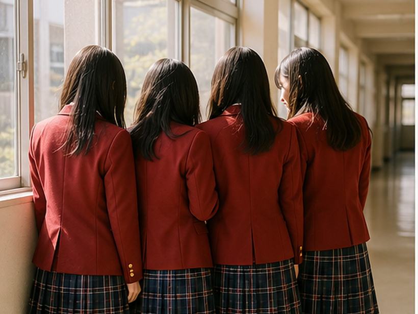 制服を着た生徒たちの後ろ姿